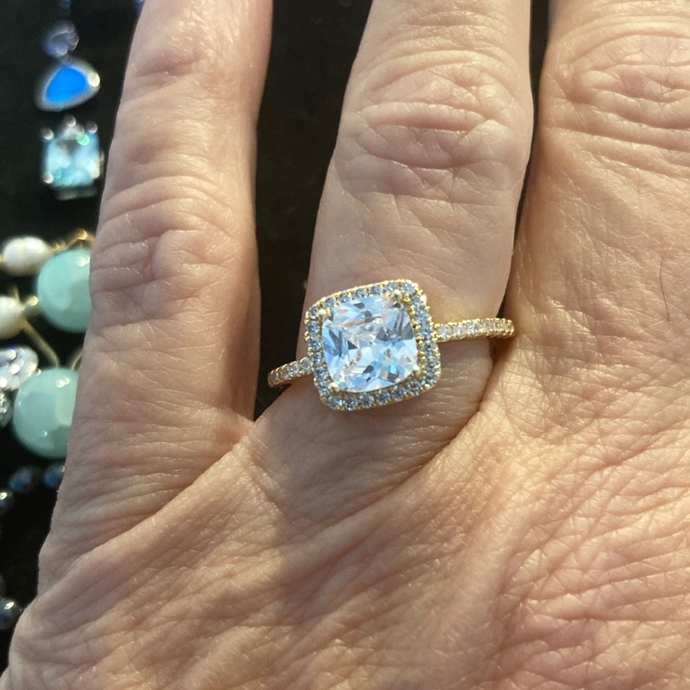 Ring Sz 7 CZ 18k gold New